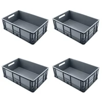 Set X4 Canastilla Plástica Indus. Cerrada Apilable 60x40x18
