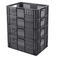 Set X4 Canastilla Plástica Indus Perforada Apilable 60x40x25