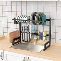 Escurridor de Platos Fluvia Negro Metálico de 2 Niveles