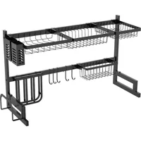 Escurridor de Platos Cristora Negro Metálico Doble de 2 Niveles