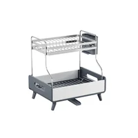 Escurridor de Platos Clariva Gris Oscuro de 2 Niveles