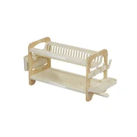 Escurridor de Platos Escurora Madera y Beige de 2 Niveles