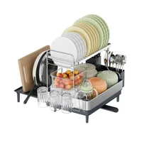 Escurridor de Platos Zenora Gris Oscuro de 2 Niveles