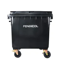 Contenedor con Ruedas Plástica 1100 Litros Negro con Tapa Fenixcol Set X 4 Unidades