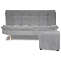 Sofá Cama Bilbao Plata 3ptos 180x84x85 + Puff