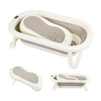 Bañera Bebé Plegable Splash Con Termómetro y Soporte Antidesl Gris