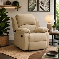 Silla Reclinable Brooklyn Mecedora Tela Camel