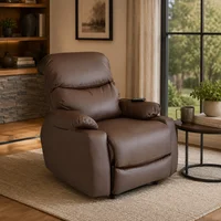 Silla Reclinable Velara Estática/masaje Cuero Sint. Chocolate
