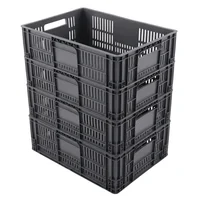 Set X4 Canastilla Plástica Industrial Mixta Apilable 60x40x25