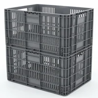 Set X2 Canastilla Plástica Industrial Perforada Apilable 60x40x41