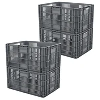 Set X4 Canastilla Plástica Industrial Perforada Apilable 60x40x41