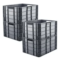 Set X4 Canastilla Industrial Cerrada Alta Apilable 60x40x41