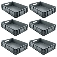 Canastillas Plásticas Industrial 60x40cm Apilables Cerradas Energy Plus Set X 6 Unidades