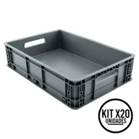 Canastillas Plásticas Industrial 60x40cm Apilables Cerradas Energy Plus Set X 20 Unidades