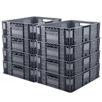 Canastillas Plásticas Industrial Perforada Apilable 60x40x18cm Energy Plus Set X 8 Unidades
