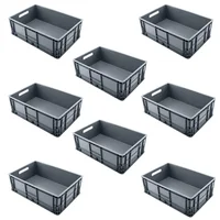 Canastillas Plásticas Industrial Cerrada Apilable 60x40x18cm Energy Plus Set X 8 Unidades