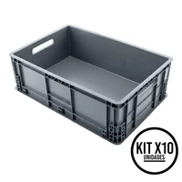 Canastillas Plásticas Industrial Cerrada Apilable 60x40x18cm Energy Plus Set X 10 Unidades