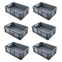 Canastillas Plásticas Industrial Cerrada Apilable 60x40x18cm Energy Plus Set X 6 Unidades