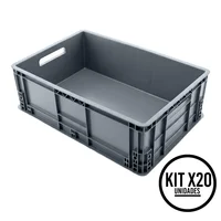 Canastillas Plásticas Industrial Cerrada Apilable 60x40x18cm Energy Plus Set X 20 Unidades