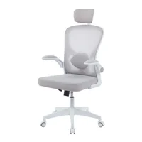  Silla Oficina Ergonómica En Malla Gris Con Apoyabrazos