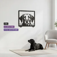Cuadro Decorativo Perro Labrador Mediano Madera Pino Retrato Arte Joy