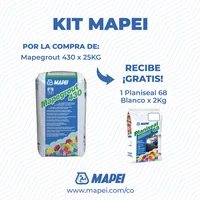 Mortero Mapegrout 430 x 25 kg + Mortero Planiseal 68 x 2kg Bc Mapei
