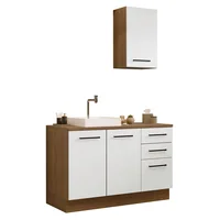 Conjunto de Mueble para Baño Agata 1.20m 3 Puertas 3 Cajones Marrón/blanco Madesa