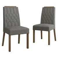 Kit 2 Sillas de Comedor Madesa 4256 Silver Con Borde Superior Marrón/Plateado