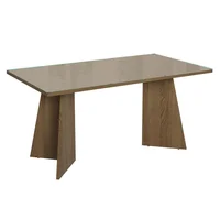 Mesa de Comedor Rectangular 6 Puestos Con Tablero de Madera y Cristal Marrón/Crema
