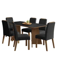 Juego de Comedor Minsk Con 6 Sillas Marrón/negro/oxford