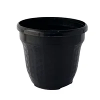 Matera Jardinera Decorativa 18 En Plastico Textura Rattan Color Negro