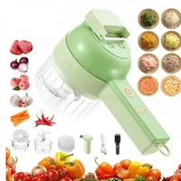 Cortador de Vegetales Multifuncional Eléctrico Verde 10 cm Picado Triturado Rebanado Triple Clean