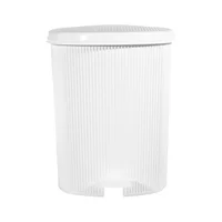 Papelera Líneas 6 Litros 23,5x26x21cm Pedal con Tapa Blanca Özer