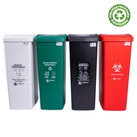 Punto Ecológico Set X4 Papelera Plástica Plana 55 Lt Colplast