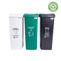Punto Ecológico Set X3 Papelera Plástica Plana 55 Lt Colplast