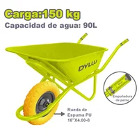 Carretilla Metálica de 100 Litros con Rueda Antipinchazo Dyllu