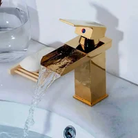 Grifería Lavamanos Bajo Cascada Dorado