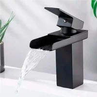 Grifería Lavamanos Bajo Cascada Negro Mate
