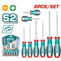 Juego de Destornilladores Incluye 4 Planos Sl4 Sl5 Sl6 y 4 Phillips Ph0 Ph1 Ph2 8 Piezas con Punta Magnética Total Tools