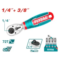 Mini Ratchet Intercambiable 1/4 y 3/8 Pulgadas Cromo Vanadio + Cromo Molibdeno Total Tools