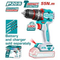 Taladro Percutor Inalámbrico 1/2 Pulgada 20V Bl 55 Nm Sin Cargador Ni Batería Total Tools