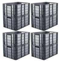 Canastillas Industrial Cerrada Alta Apilable 60x40x41cm Energy Plus Set X 8 Unidades