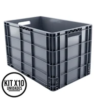 Canastillas Industrial Cerrada Alta Apilable 60x40x41cm Energy Plus Set X 10 Unidades