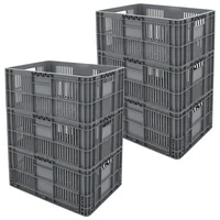 Canastillas Plásticas Industrial Perforada Apilable 60x40x41cm Energy Plus Set X 6 Unidades