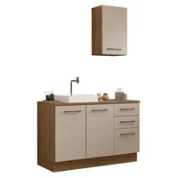Conjunto de Mueble para Baño Agata 1.20m 3 Puertas 3 Cajones Marrón/crema Madesa