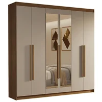 Closet Venus 6 Puertas 4 Cajones 2 Espejos Marrón/crema (tiradores Marrón)