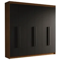 Closet Venus 6 Puertas 4 Cajones 2 Barrales Marrón/negro (tiradores Negros)