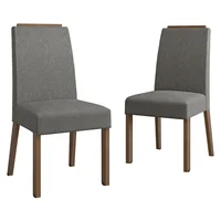 Kit 2 Sillas de Comedor Madesa 4255 Silver Con Borde Superior Marrón/plateado