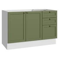 Mueble de Cocina Bajo Vik 1.20 m 2 Puertas 3 Cajones Blanco/verde MDP Madesa