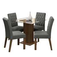 Juego de Comedor Noemi Con 4 Sillas Marrón/plateado